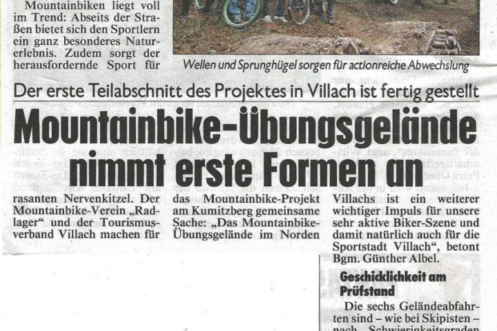 Krone Zeitung – Mountainbike Übungsgelände nimmt erste Formen an