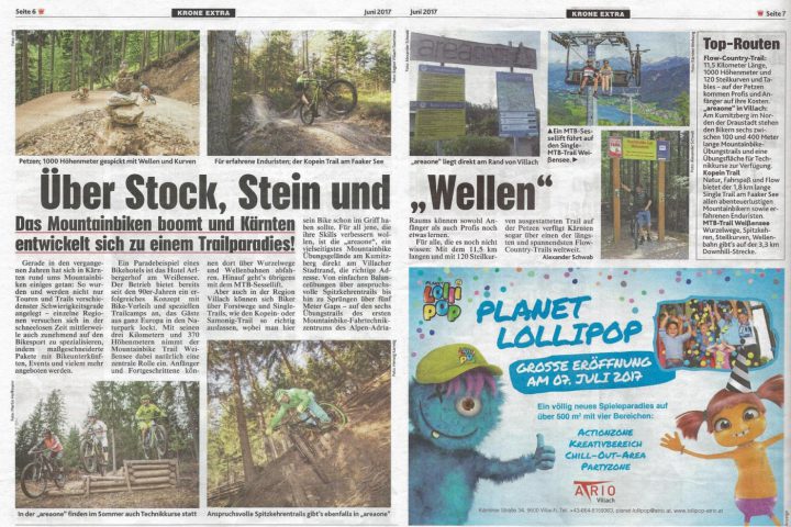 Kronen Zeitung Extra: Über Stock, Stein und Wellen – areaone inkludiert