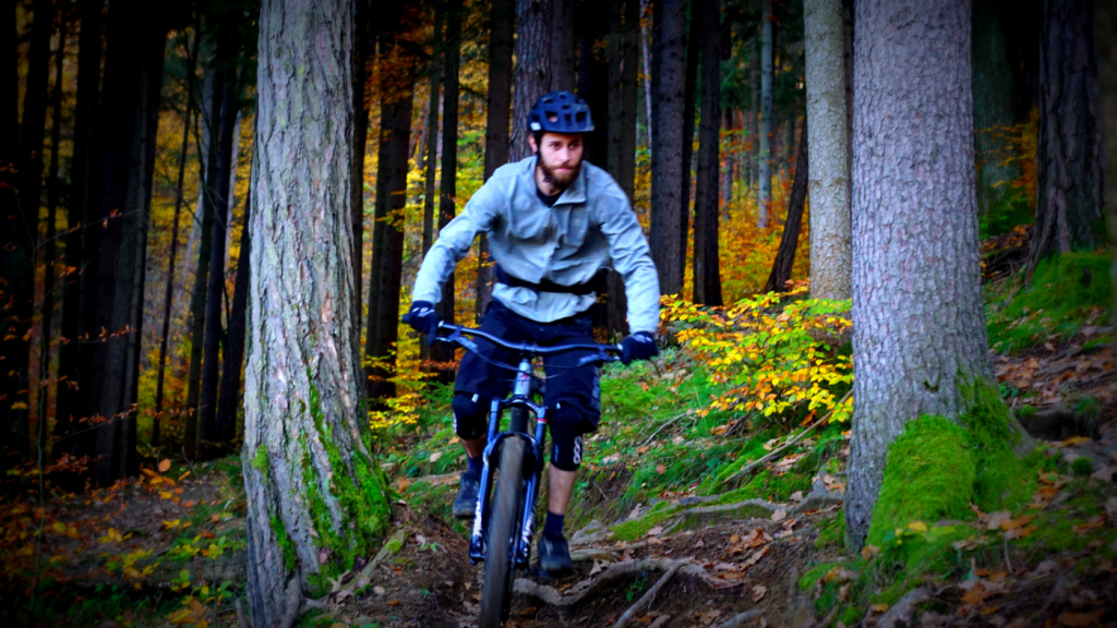 Fahrt durch den Herbstwald am Enzi
